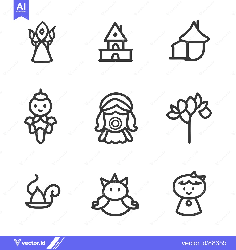Premium Vector dari Nine Simple Line Drawings of Houses, People, and Nature