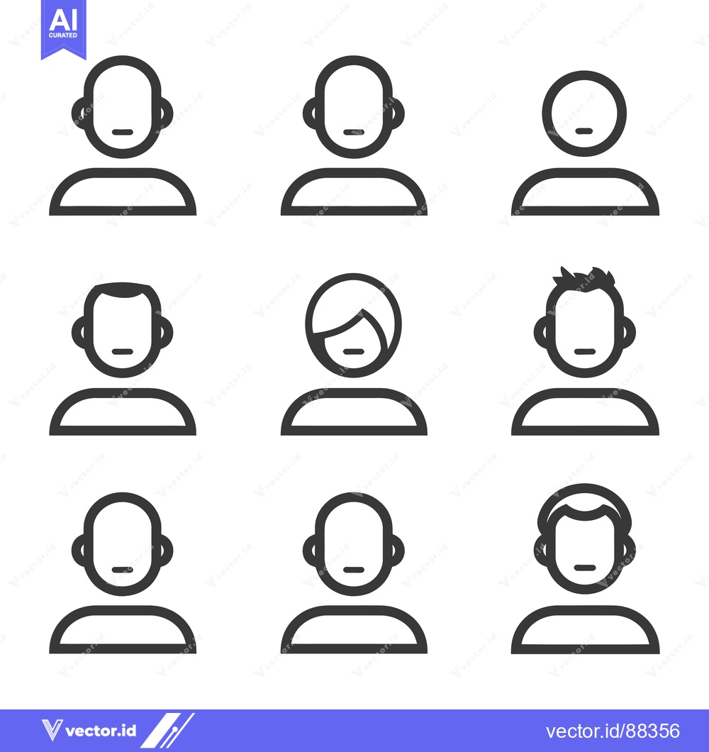 Premium Vector dari Nine Simple Line Drawings of Human Profile Icons