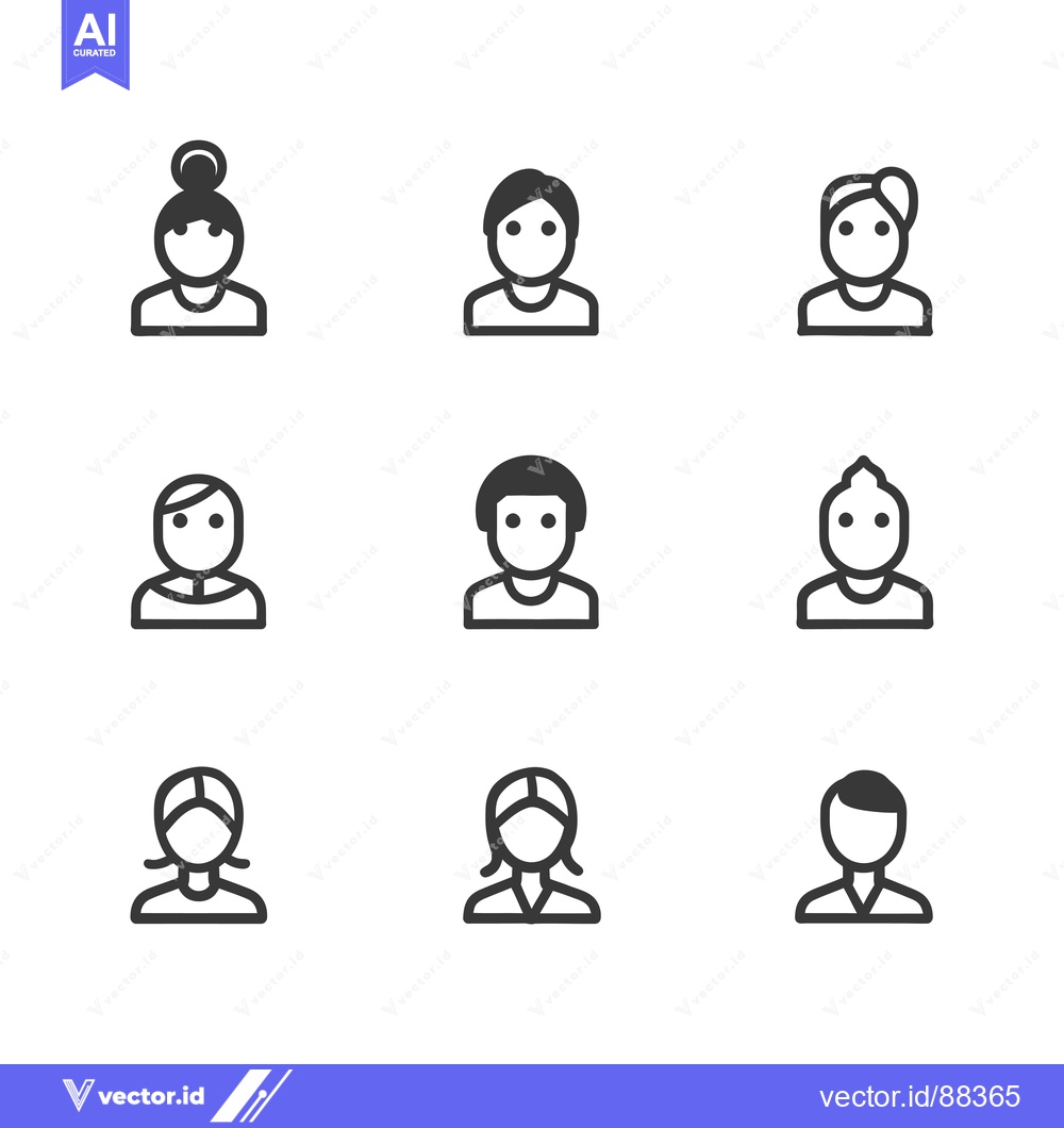Premium Vector dari Nine Simple Line Icons Representing Diverse Human Profiles