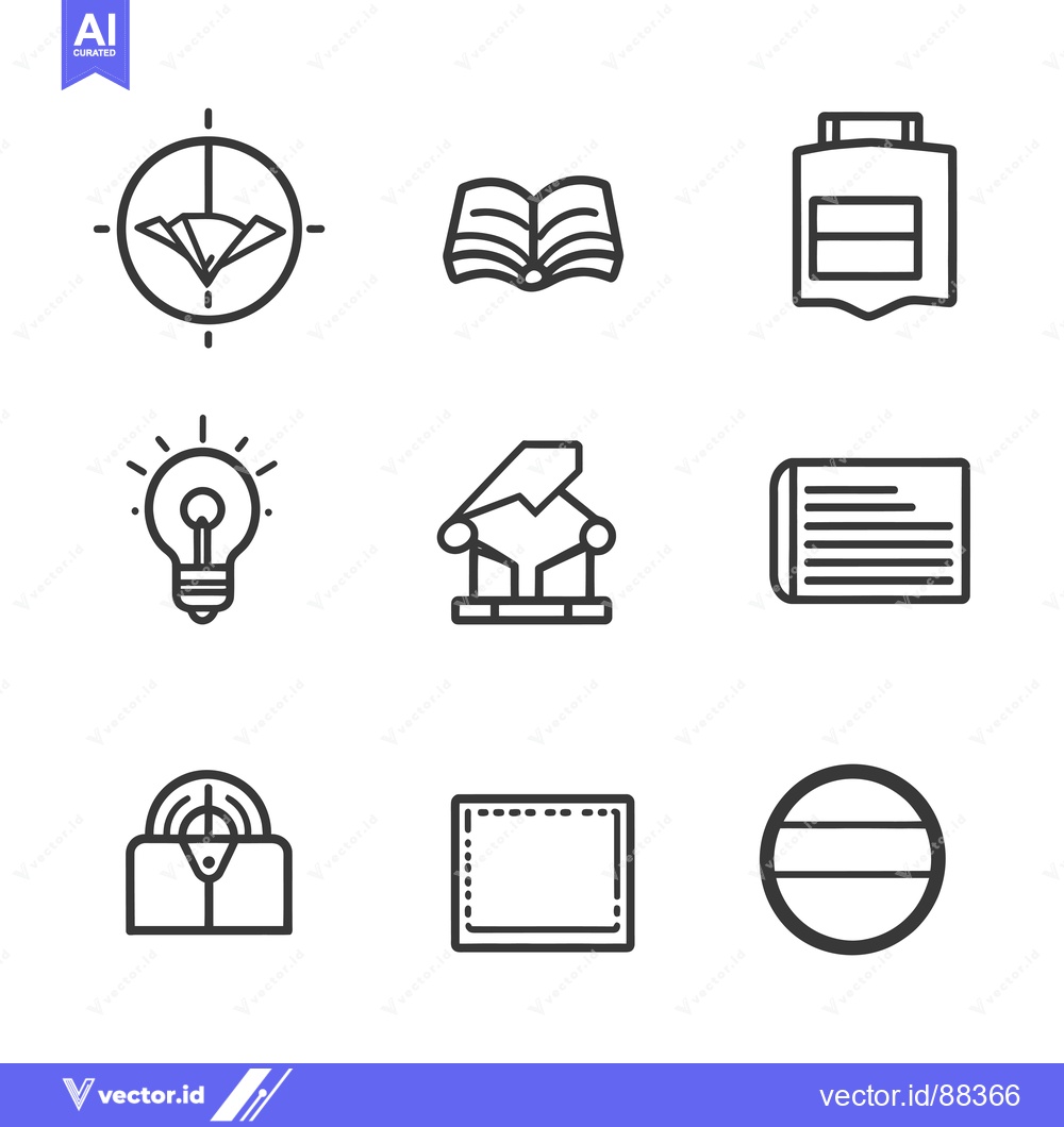 Premium Vector dari Nine Simple Line Icons Representing Ideas, Knowledge, and Thinking