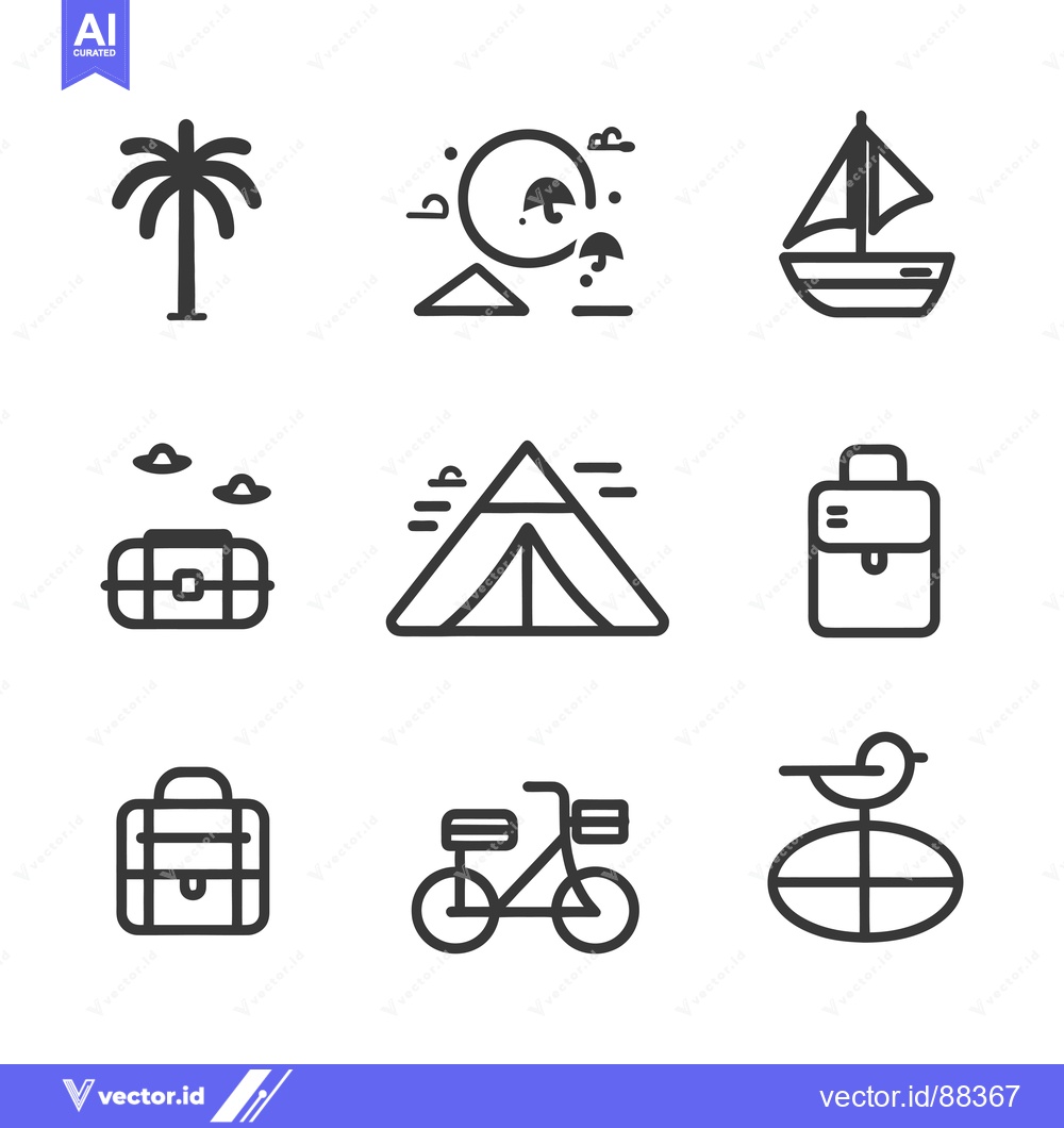 Premium Vector dari Nine Simple Line Icons Representing Various Travel Activities