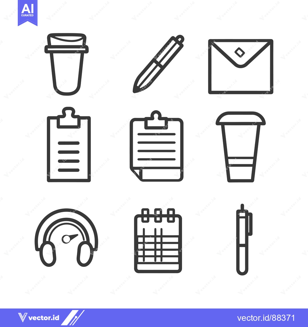 Premium Vector dari Nine Simple Outline Icons Representing Various Everyday Objects