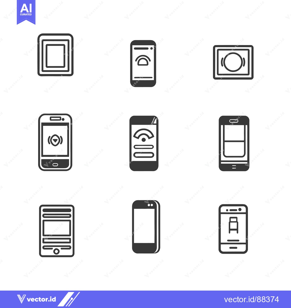 Premium Vector dari Nine Smartphone Icons with Different Features and Functions