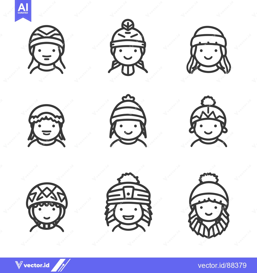Premium Vector dari Nine Smiling People Wearing Different Winter Hats