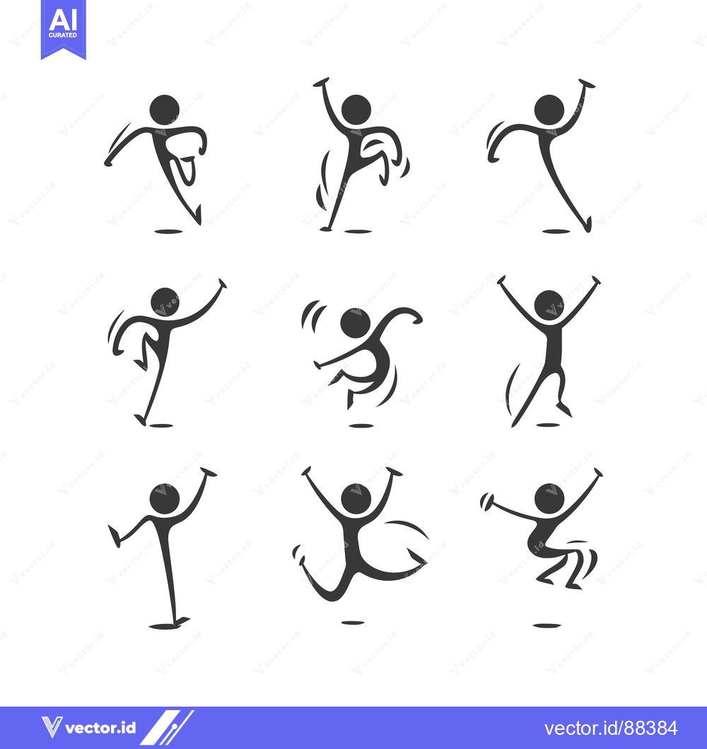 Premium Vector dari Nine stick figures with varying poses and expressions
