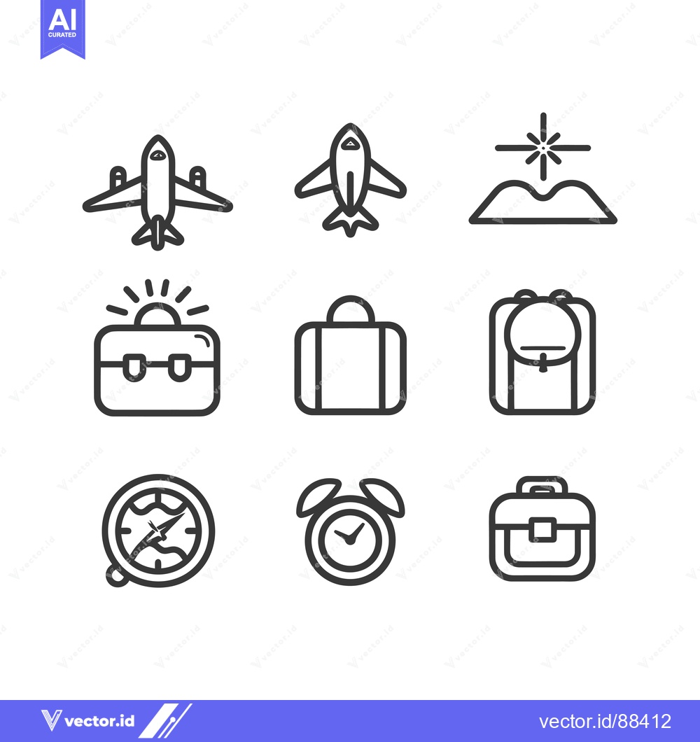 Premium Vector dari Nine Travel-Themed Outline Icons