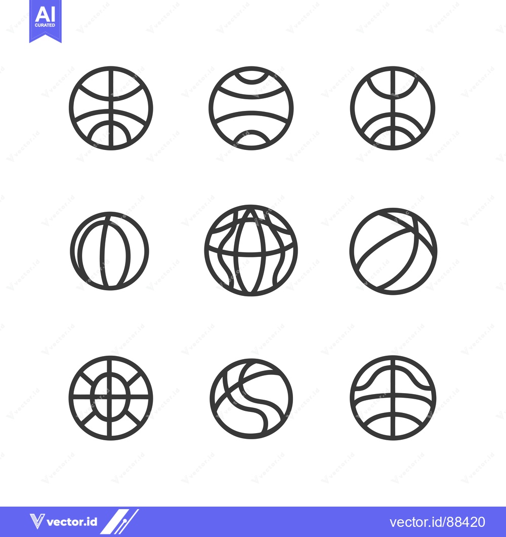 Premium Vector dari Nine Variations of a Basketball Icon in Outline Style