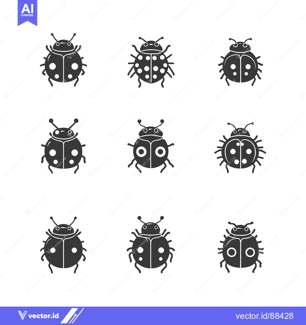 Premium Vector dari Nine Variations of a Ladybug Silhouette
