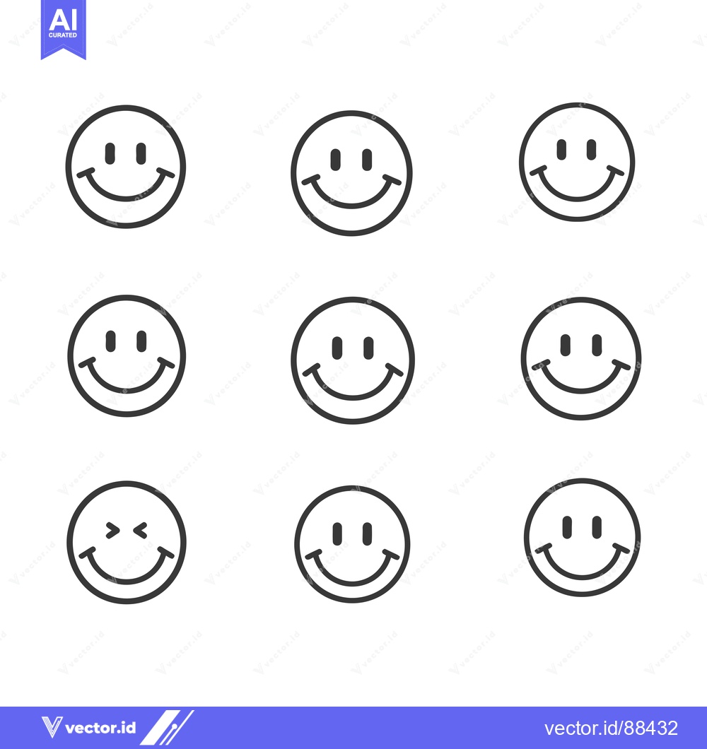 Premium Vector dari Nine Variations of a Simple Smiley Face Icon
