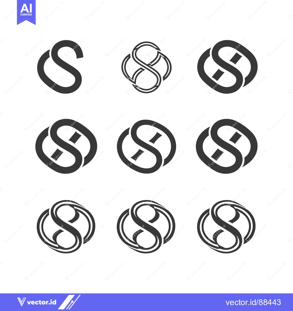 Premium Vector dari Nine Variations of the Letter S Forming a Circle