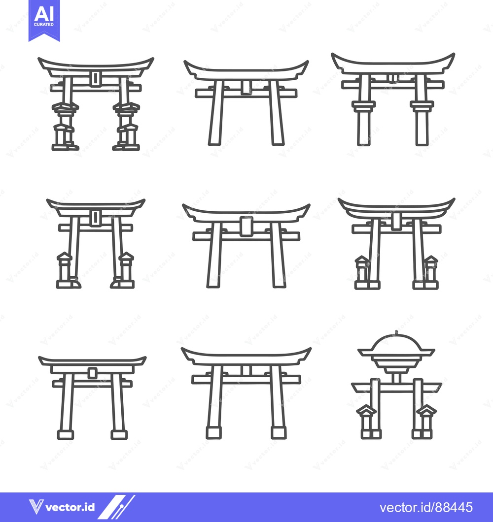 Premium Vector of Nine Variations of Traditional Japanese Torii Gates