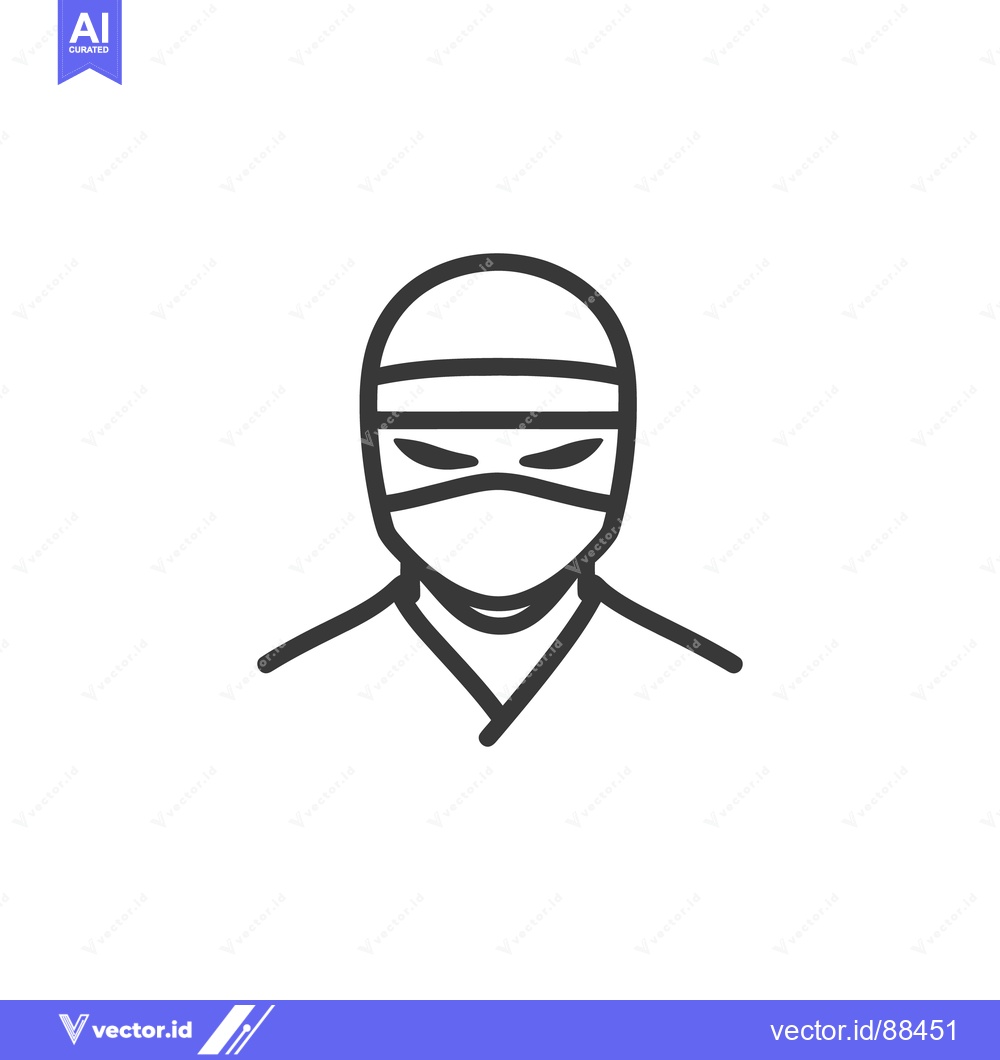 Premium Vector dari Black and White Line Drawing Depicts a Masked Figure