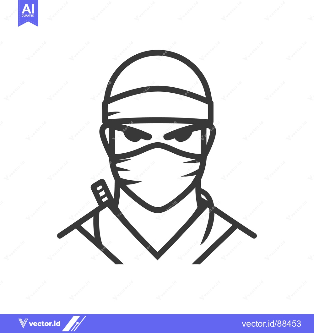 Premium Vector dari An illustration of a ninja warrior character with a mask