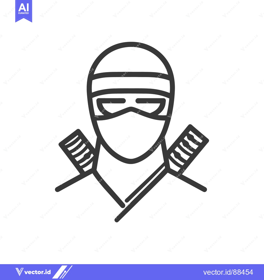 Premium Vector dari An outline image of a ninja character with two crossed swords