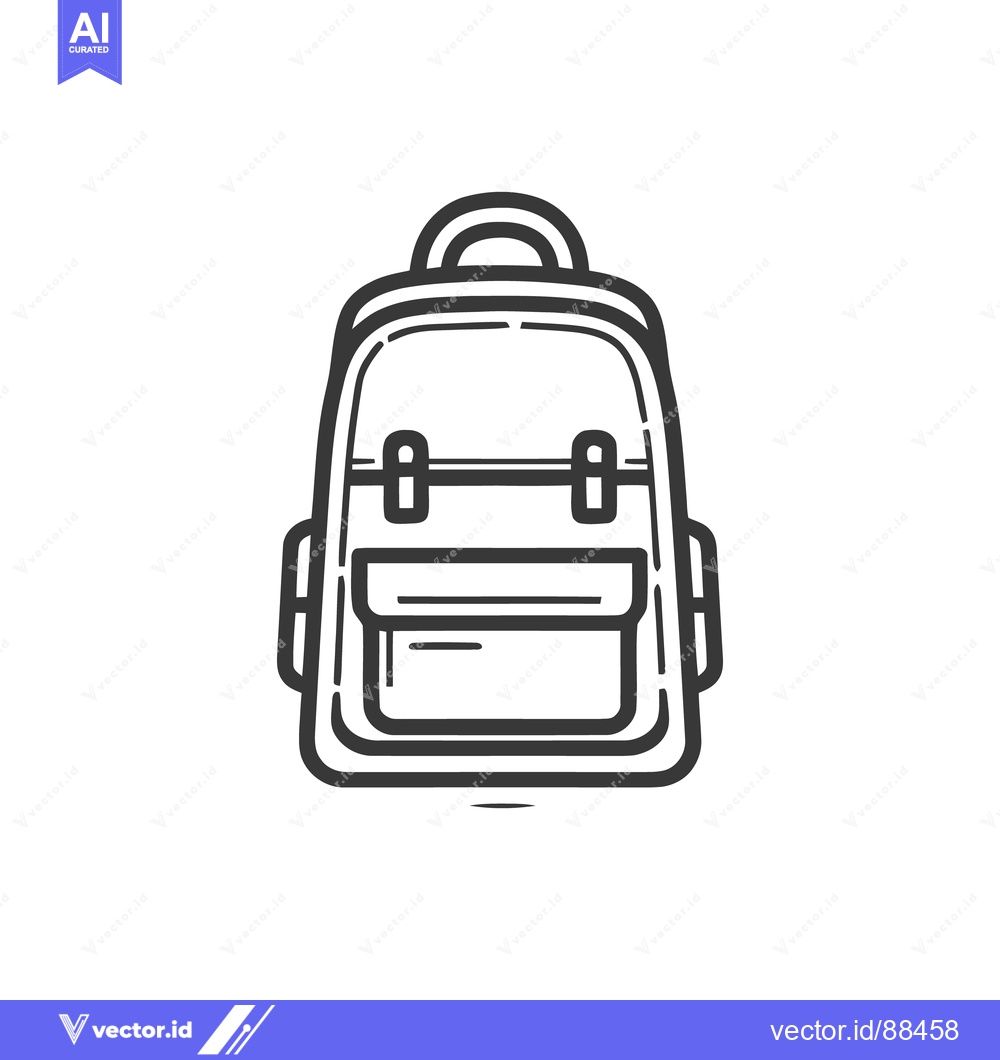 Premium Vector dari Minimalist Backpack Icon: Clean Lines, Modern Design, Isolated on Whit