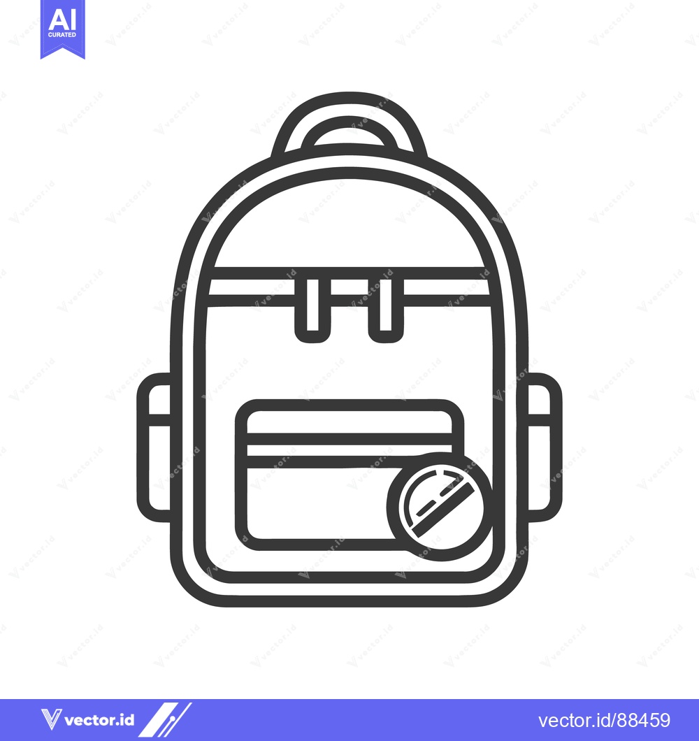Premium Vector dari Minimalist Backpack Icon with Travel Ban Symbol, Vector Illustration