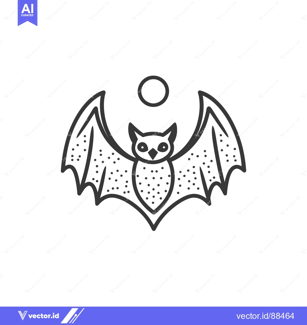 Premium Vector dari A stylized black and white image of a bat with its wings spread