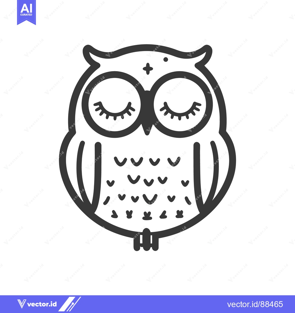 Premium Vector dari A cartoon owl illustration with its eyes closed peacefully