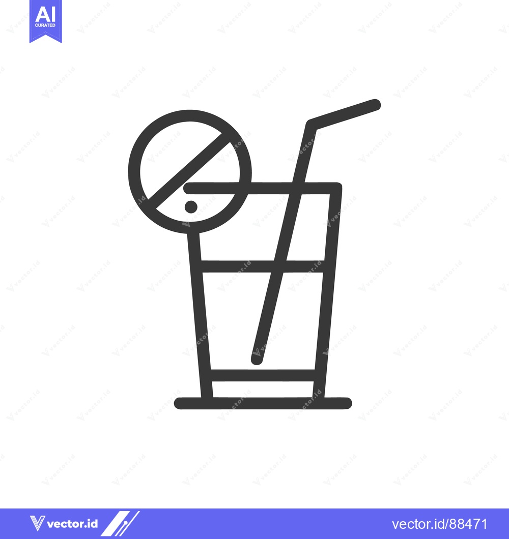 Premium Vector of Minimalist Icon of Drink with Straw and Lemon Slice