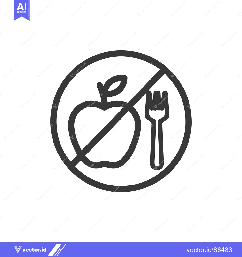 Premium Vector dari No Food Allowed Symbol: Apple and Fork with Prohibition Sign