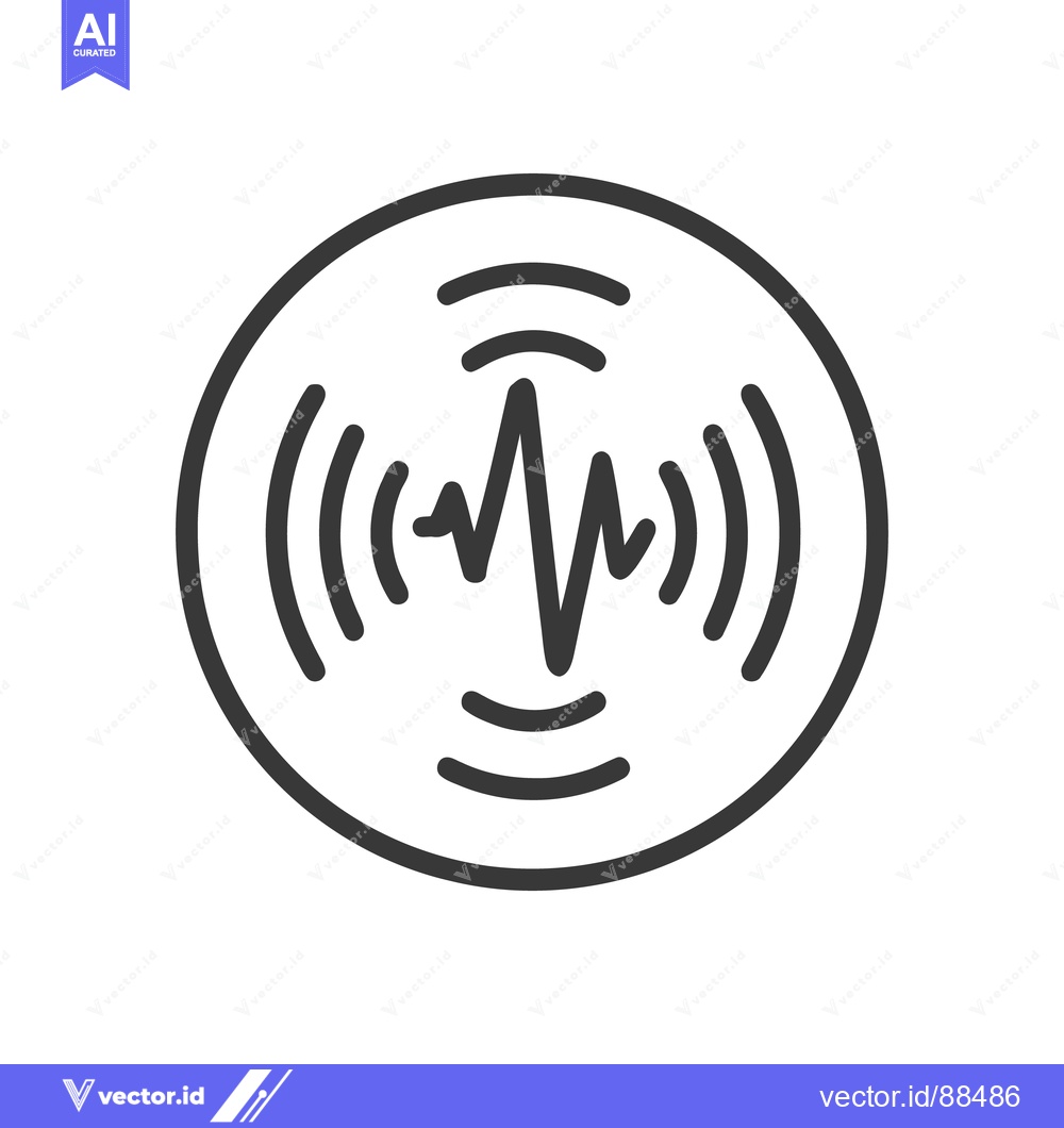 Premium Vector dari Minimalist Icon: Sound Wave in Circle, Black Line Art