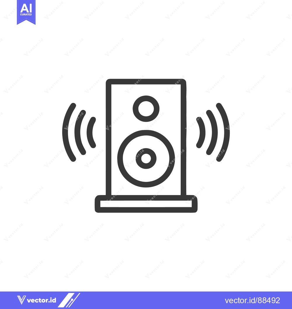 Premium Vector of Speaker Icon with Sound Waves, Minimalist Line Art Design