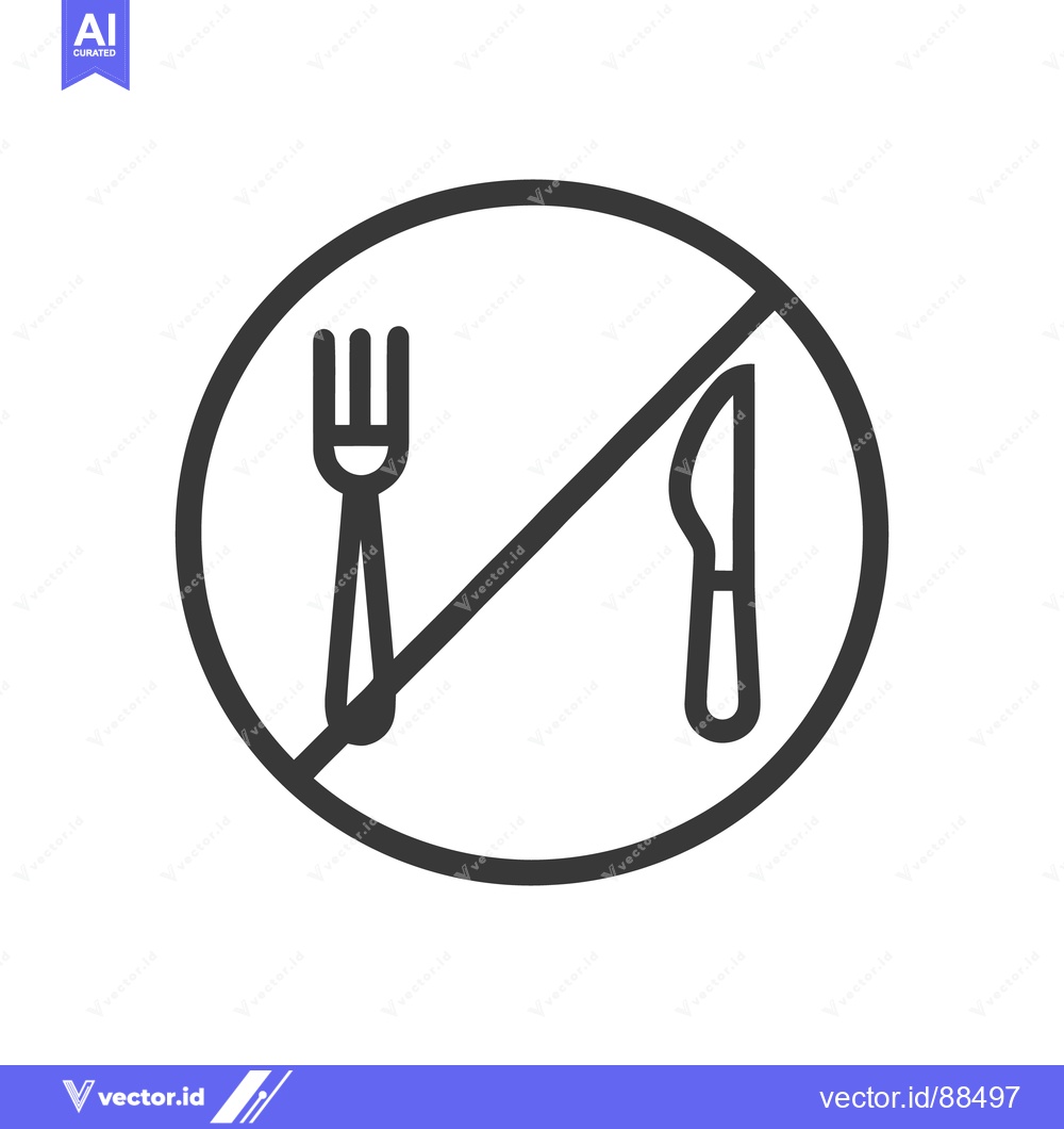 Premium Vector dari No Food Allowed Symbol: Crossed Fork and Knife Icon