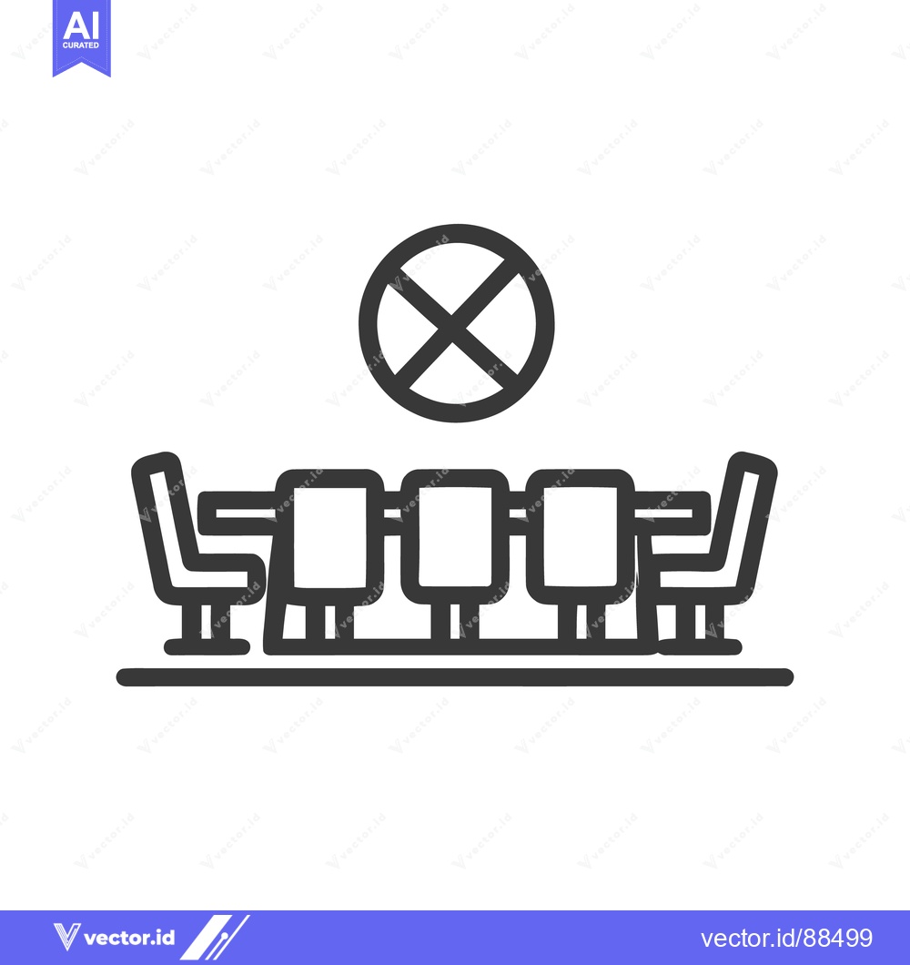 Premium Vector dari No Meeting Icon: Conference Table with Prohibition Symbol, Dark Gray O