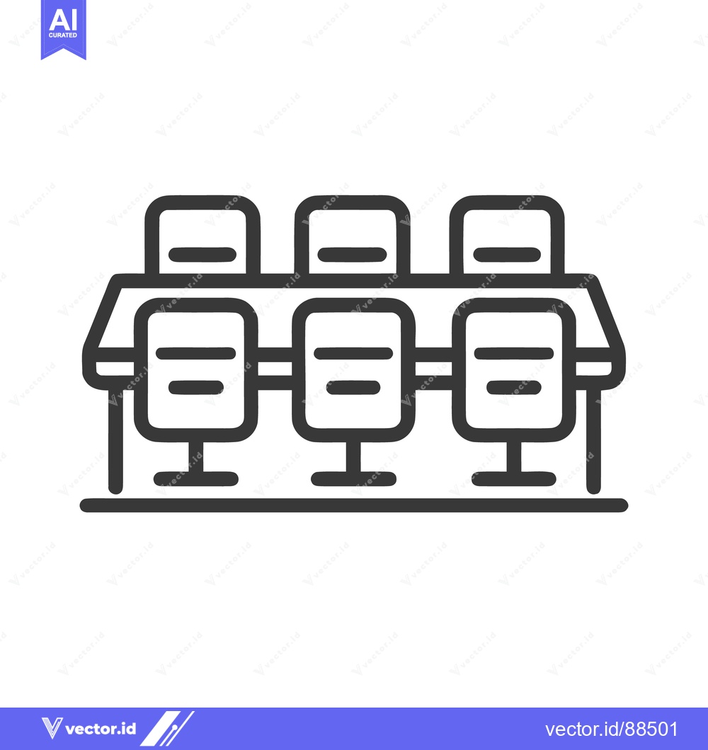 Premium Vector dari Minimalist Line Art: Conference Table with Three Chairs, Meeting Room
