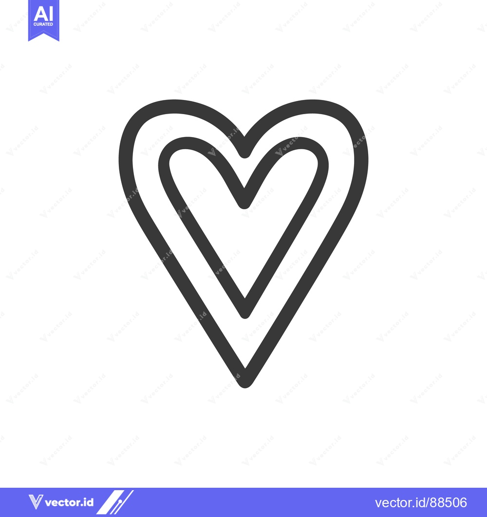 Premium Vector dari A simple grayscale outline of a double layered heart symbol
