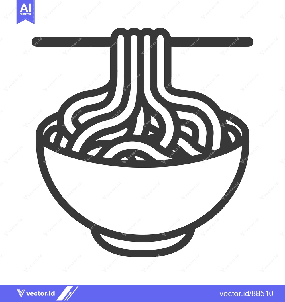 Premium Vector dari Simple monochromatic illustration of noodles being lifted from a bowl