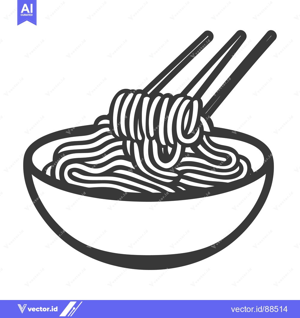 Premium Vector of Illustration shows noodles being picked up with chopsticks from a bowl