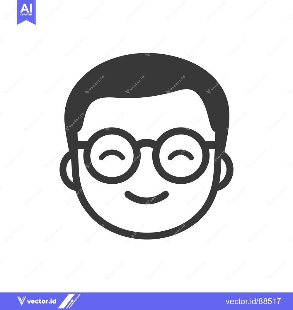 Premium Vector dari A grayscale vector illustration of a smiling person wearing glasses