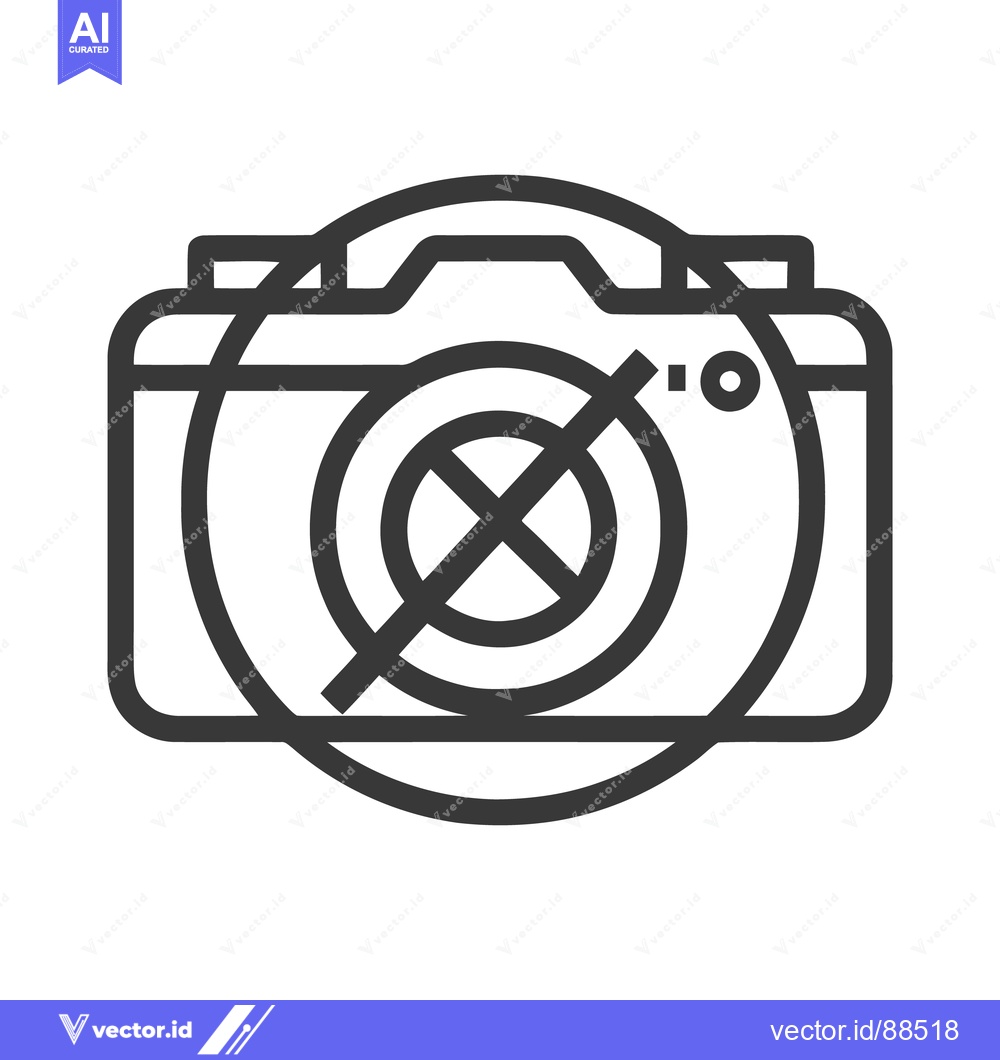 Premium Vector of No Photography Symbol: Camera Icon with Prohibition Sign, Modern Line