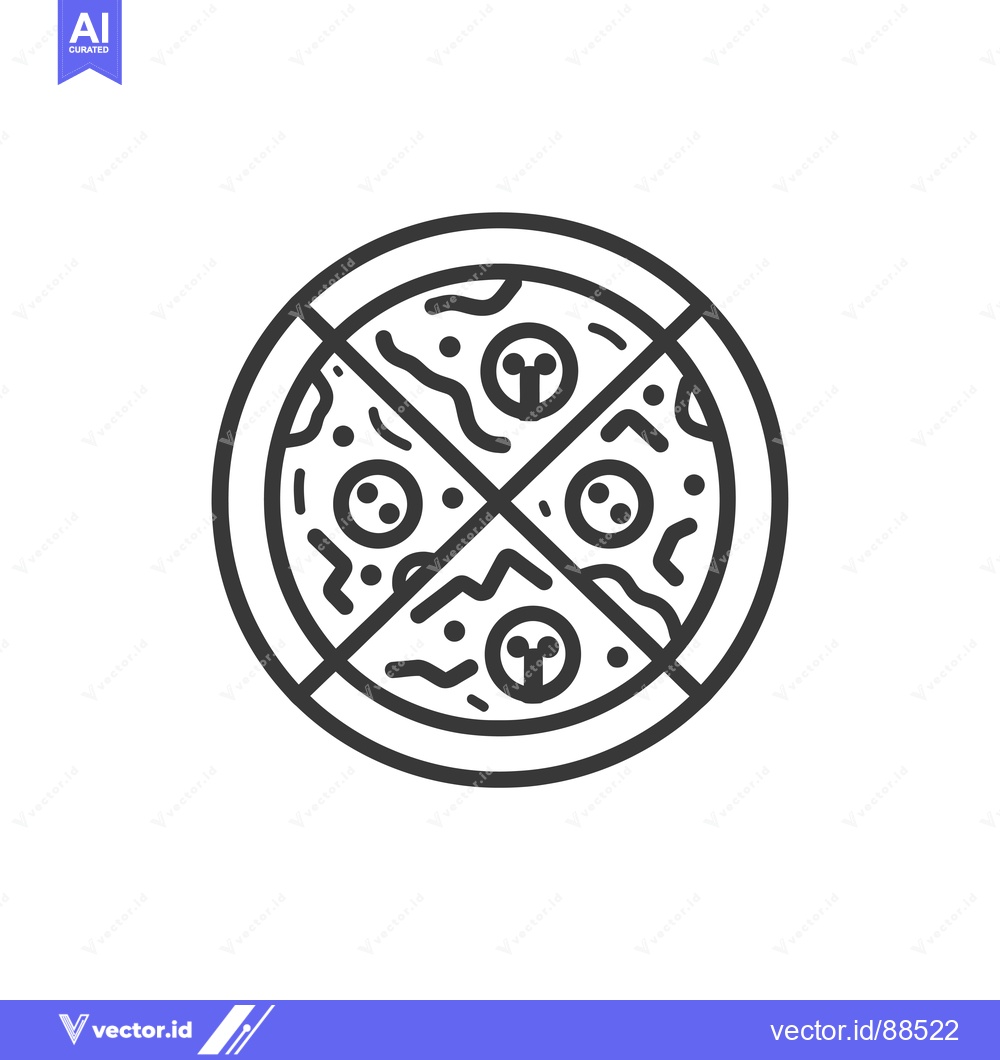 Premium Vector dari No Pizza Allowed Icon in Black and White