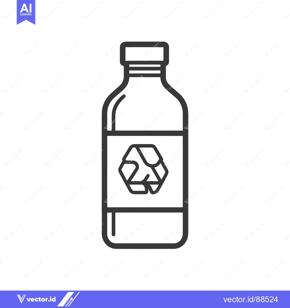 Premium Vector of A Simple Bottle Showing a Recycling Symbol for Reuse Purposes