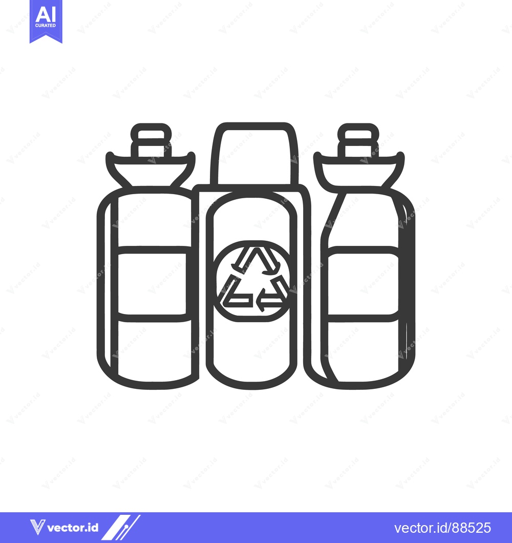 Premium Vector dari Three Bottles Displayed with a Recycling Symbol for Environmental Awar