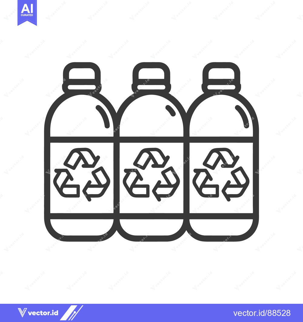 Premium Vector of Three transparent bottles with recycling symbols are displayed togethe