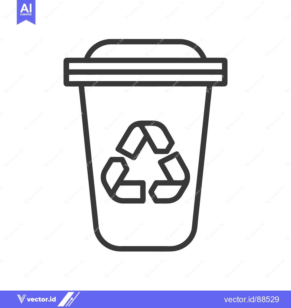 Premium Vector dari A simple outlined graphic showing a recycling bin with the symbol