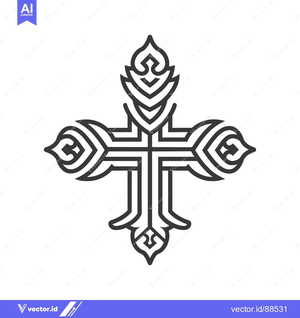 Premium Vector of An ornamental cross with intricate detail and symmetrical design