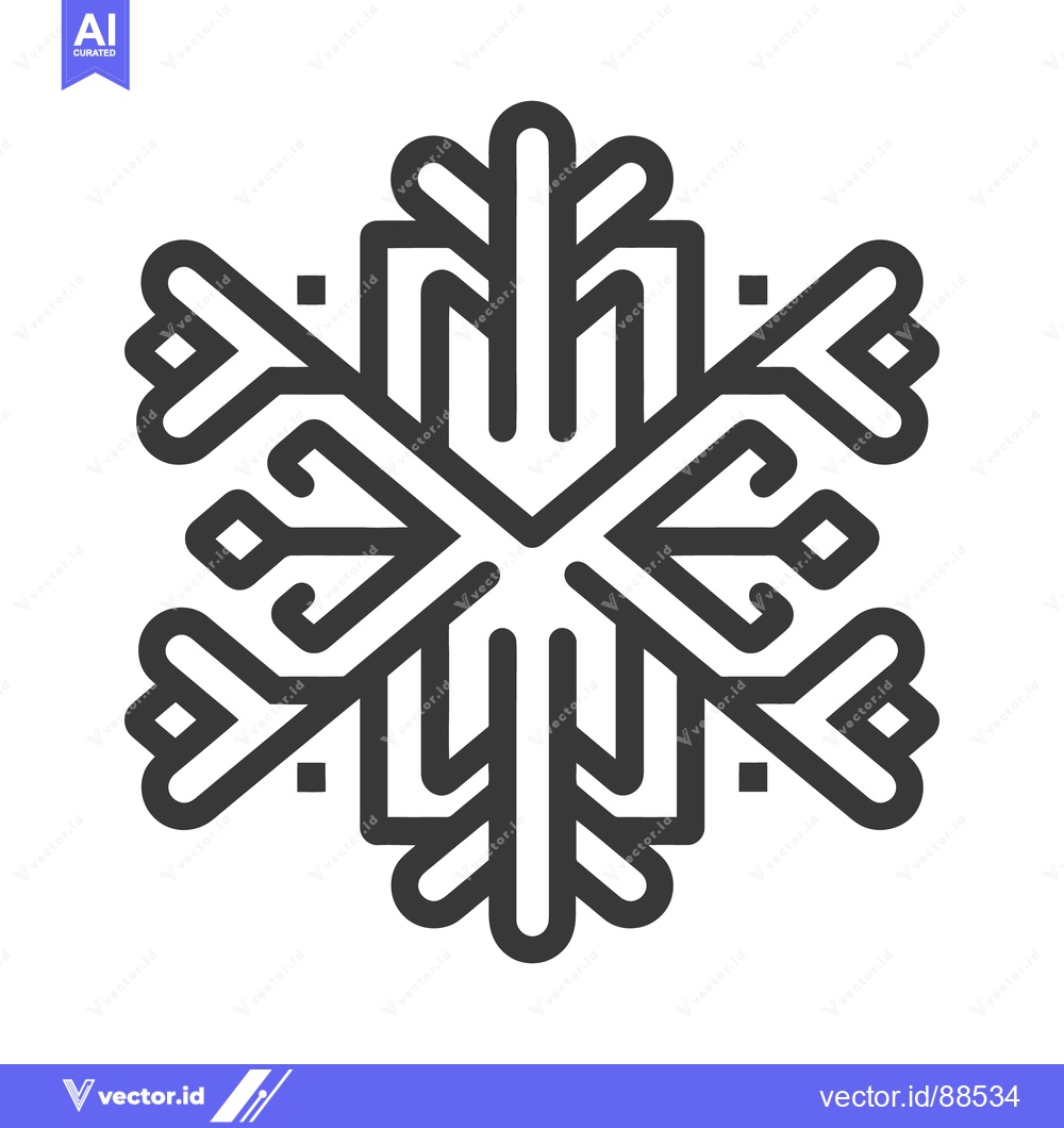 Premium Vector dari Geometric linear illustration of a symmetrical stylized snowflake desi