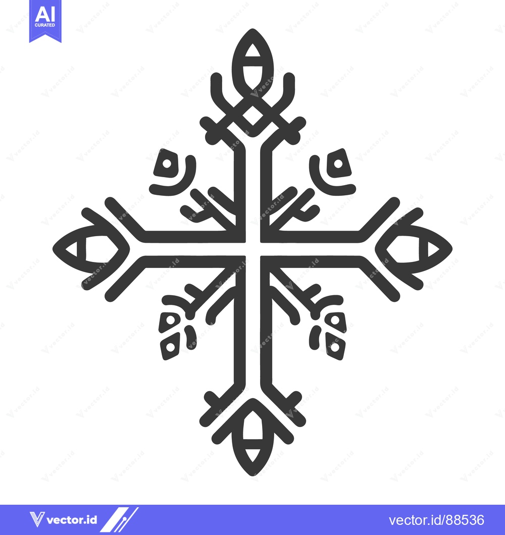 Premium Vector of A symmetrical linear decorative snowflake design on white background