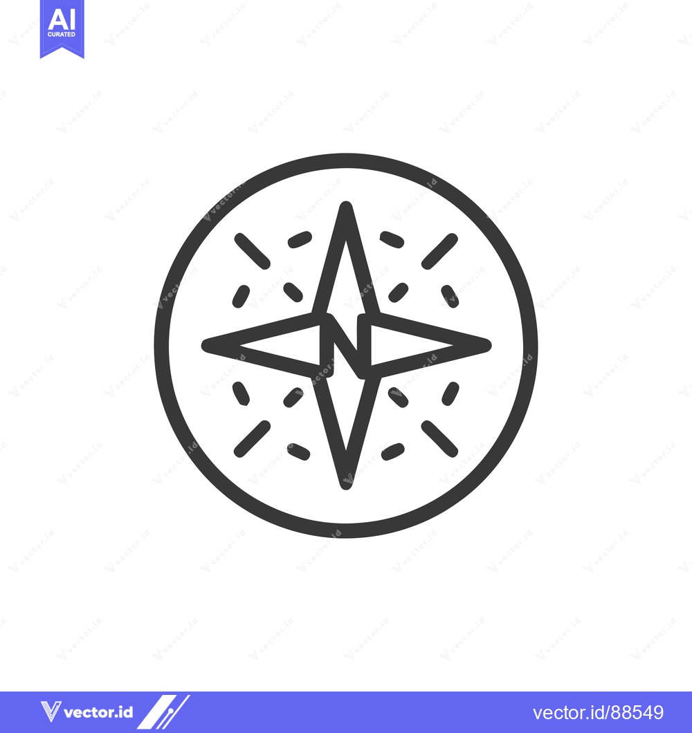 Premium Vector dari Minimalist Compass Rose Icon with Dashed Detail and Circular Border