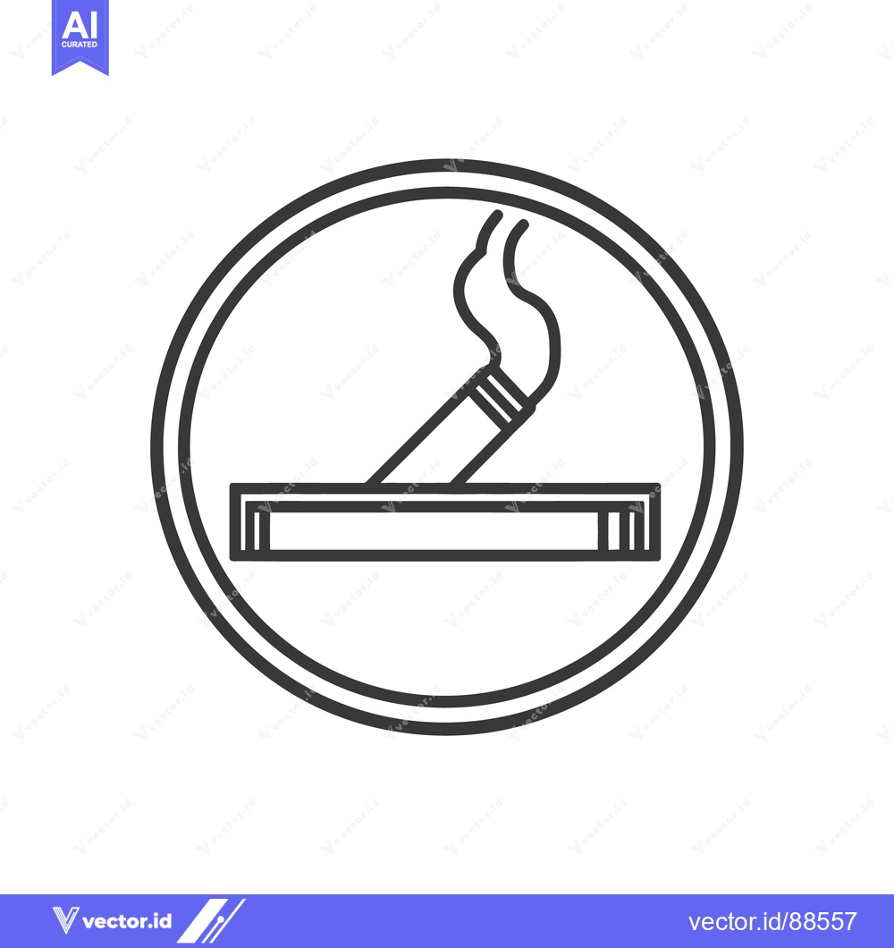 Premium Vector of A circular sign depicts a cigarette with smoke and ashtray