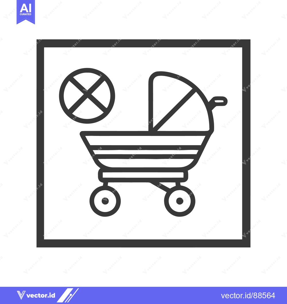 Premium Vector of No Strollers Allowed: Graphic Symbol in Black and White Square Frame