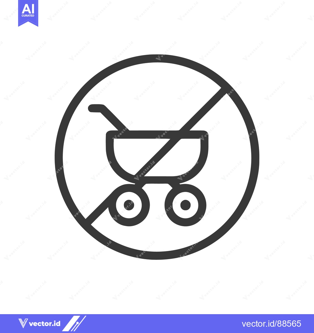 Premium Vector of No Stroller Sign: Simple Black and White Prohibition Icon