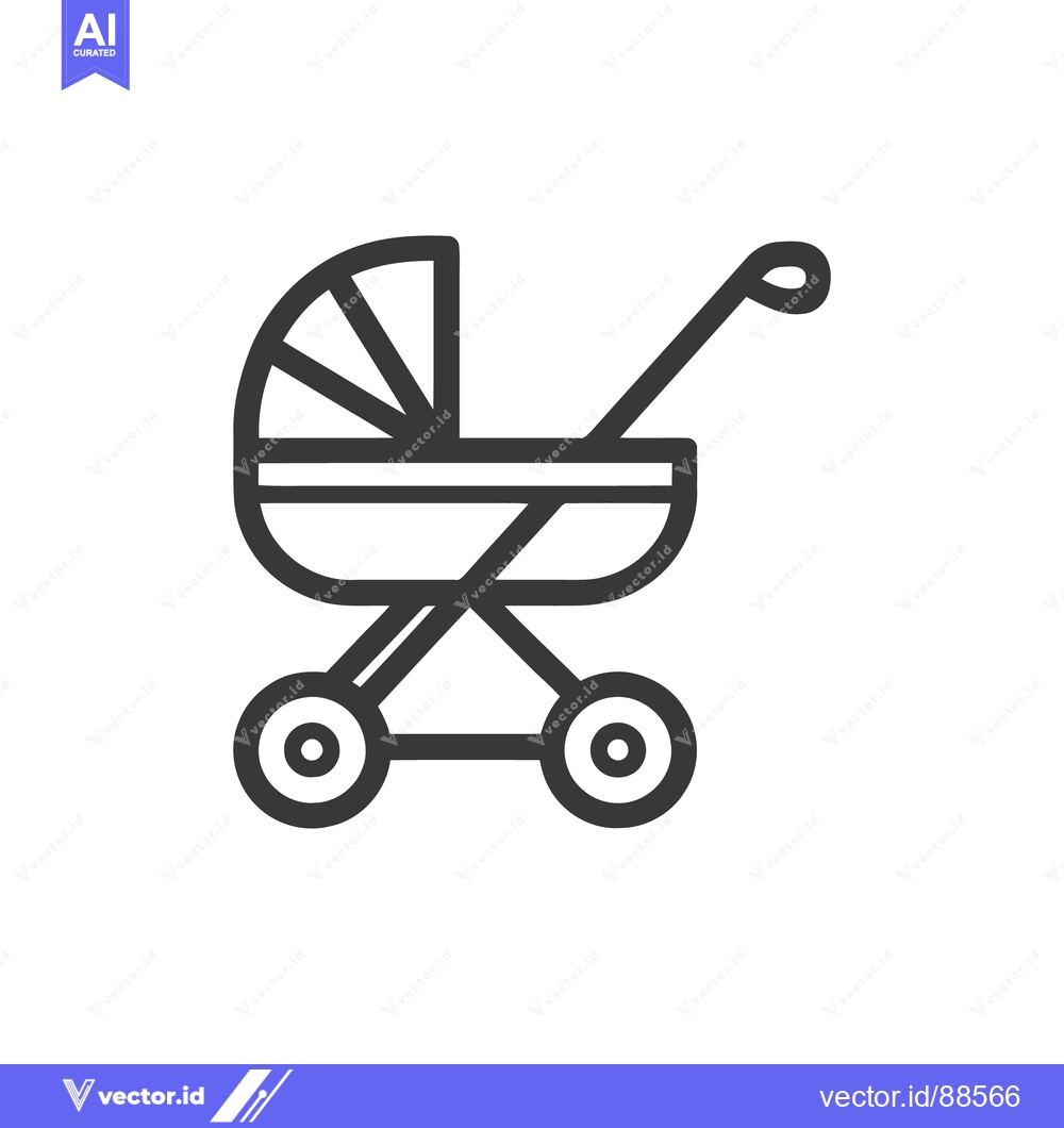 Premium Vector dari Minimalist Baby Stroller Icon: Clean Line Art Illustration