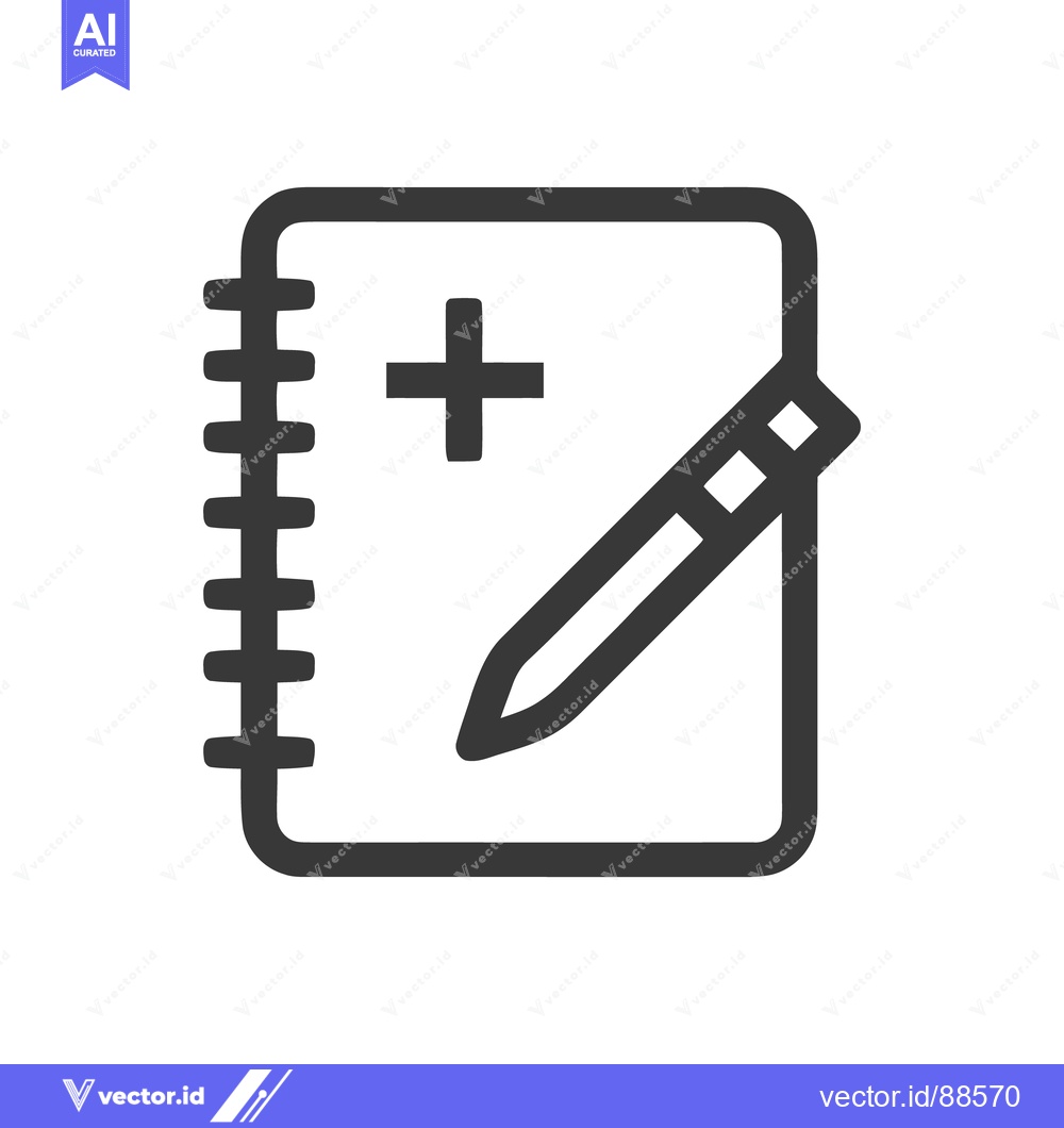 Premium Vector dari Medical Notepad Icon with Pencil, Healthcare Record Symbol, Minimalist