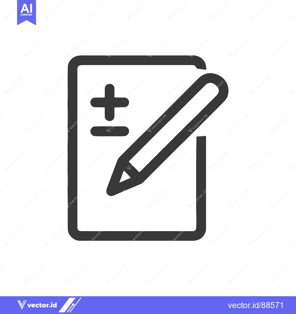Premium Vector of Medical Prescription Icon: Plus/Minus Symbol on Paper with Pencil, Min