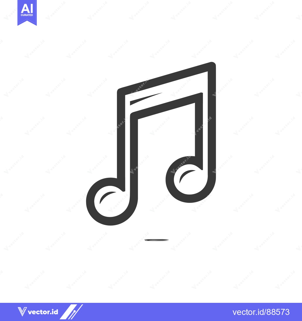 Premium Vector of Minimalist Music Note Icon: Clean Lines, Modern Design on White Backgr